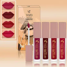 VOZO Set Of 4 Soft & Comfortable Matte Finish Liquid Lipsticks-101-103-104-204-55