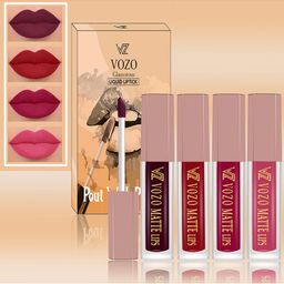 VOZO Set Of 4 Soft & Comfortable Matte Finish Liquid Lipsticks-102-104-105-203-13