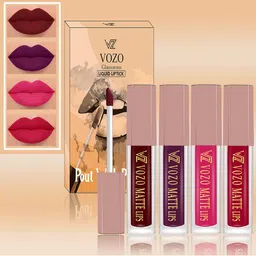 VOZO Set Of 4 Soft & Comfortable Matte Finish Liquid Lipsticks-103-201-202-204-25