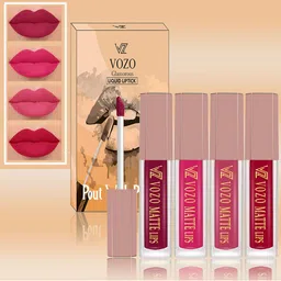 VOZO Set Of 4 Soft & Comfortable Matte Finish Liquid Lipsticks-101-202-203-204-0