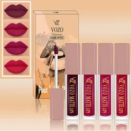 VOZO Set Of 4 Soft & Comfortable Matte Finish Liquid Lipsticks-102-105-106-204-9