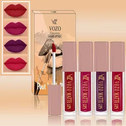 VOZO Set Of 4 Soft & Comfortable Matte Finish Liquid Lipsticks-104-106-201-204-50