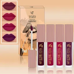 VOZO Set Of 4 Soft & Comfortable Matte Finish Liquid Lipsticks-102-105-106-201-44