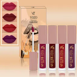 VOZO Set Of 4 Soft & Comfortable Matte Finish Liquid Lipsticks-101-103-104-201-22