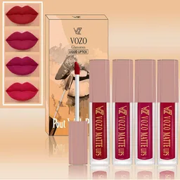 VOZO Set Of 4 Soft & Comfortable Matte Finish Liquid Lipsticks-104-105-106-204-16