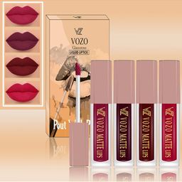 VOZO Set Of 4 Soft & Comfortable Matte Finish Liquid Lipsticks-101-102-103-204-16