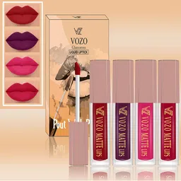 VOZO Set Of 4 Soft & Comfortable Matte Finish Liquid Lipsticks-104-201-202-204-16