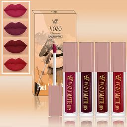 VOZO Set Of 4 Soft & Comfortable Matte Finish Liquid Lipsticks-101-102-103-104-18