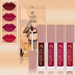 VOZO Set Of 4 Soft & Comfortable Matte Finish Liquid Lipsticks-103-105-106-204-20