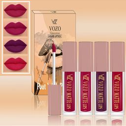 VOZO Set Of 4 Soft & Comfortable Matte Finish Liquid Lipsticks-105-106-201-204-86