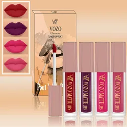 VOZO Set Of 4 Soft & Comfortable Matte Finish Liquid Lipsticks-104-201-202-203-8