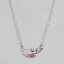 EL REGALO Kids Girls Pink  Silver-Toned Mermaid Chain-32