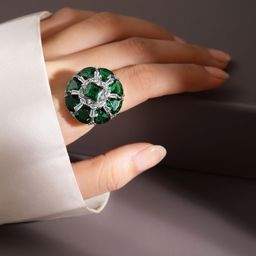 Rubans Rhodium-Plated Cubic Zirconia Studded Adjustable Cocktail Finger Ring-22
