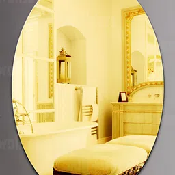 Wall1ders Yellow Oval Shaped Self Adhesive Mirror Wall Sticker-image-42
