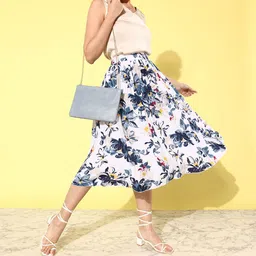 ANVI Be Yourself Floral Printed Accordion Pleated Flared Midi Skirt-image-91