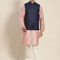 SOJANYA Men Woven Design Kurta with Churidar with Nehru Jacket-picture-37