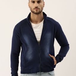 Campus Sutra Men Blue Solid Windcheater Denim Jacket-21