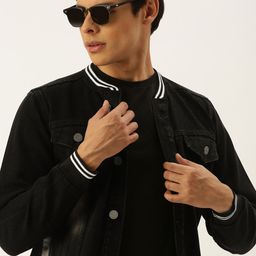 Campus Sutra Men Black SolidOutdoor Denim Jacket-picture-47