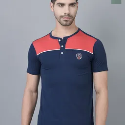 Dollar Men 2 Colourblocked Henley Neck Extended Sleeves Pockets T-shirt-image-32