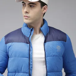 U S Polo Assn Men Blue Colourblocked Mock Collar Puffer Jacket-picture-39