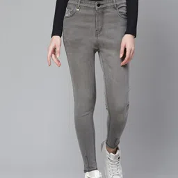 Hubberholme Women Charcoal Grey Slim Fit Mid-Rise Clean Look Stretchable Jeans-image-35