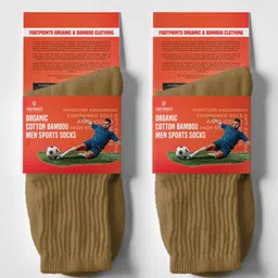 FOOTPRINT Men 2 Pairs Anti Odour Organic Cotton Calf-Length Solid Bamboo Sports Terry Socks-45