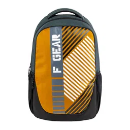 F Gear Unisex Gold-Toned & Black Graphic Contrast Detail Backpack-83