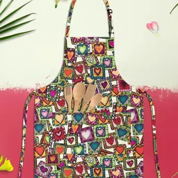 ArtzFolio Doodle Hearts D2 Green & Purple Printed Cotton Neck To Knee Apron-picture-29