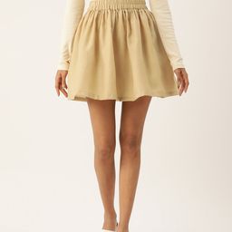 Molcha Soild Pleated Pocket Detailing Flared Mini Skirt-image-63