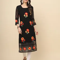 VAIRAGEE Women Quirky Embroidered Flared Sleeves Thread Work Georgette Anarkali Kurta-picture-3