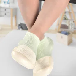 Yellow Bee Kids Blue & Beige Solid Anti-Skid Rubber Sole Socks-58