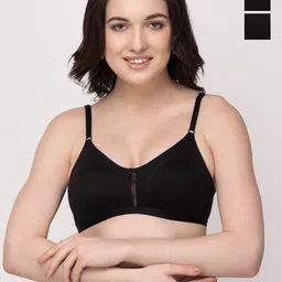 Floret Black Solid Pack Of 2 Non-Wired T-shirt Bra Katrina_Black-Black_40B-52