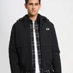 Zip-Front Hooded Jacket with Brand Print-picture-11
