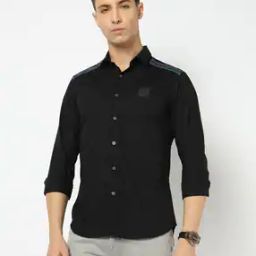 Men Slim Fit Cotton Shirt with Logo Patch-image-40