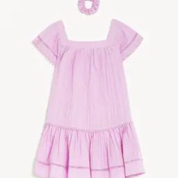 Girls Tiered Dress with Scrunchie-image-52