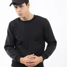 Crew-Neck Sweatshirt with Ribbed Neckline-image-21