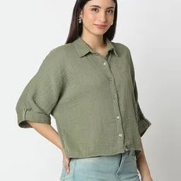 spykar Women Boxy Fit Cotton Shirt-picture-25