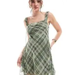 Women Checked Cowl-Neck A-Line Dress-image-22