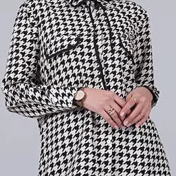 Shein Spread Collar Neck Tie-Up Cuffed Sleeves Shirt-image-95