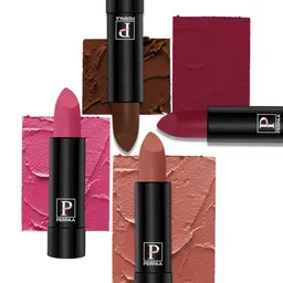 PERPAA Set of 4 Long Lasting Smooth Texture Cremy Matte Lipstick - Shade 58-60-62-87-23