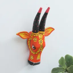 ons interior industry Multicolor Cow Sclupture Mango Wood Wall Mask-picture-30