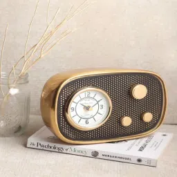 de maison decor Radio Wave Gold Wood Table Clock-picture-20