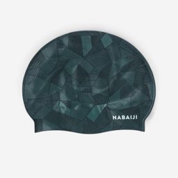 Adult Swimming Cap Silicone 56-60 Cm Geol black green-image-3