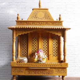 shilpi Natural Finish Sheesham Wood Floor Rested Mandir With Door-picture-12
