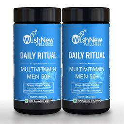 WishNew Wellness Daily Ritual Multivitamin for Men 50+,  60 capsules  Unflavoured (Pack of 2) -25