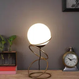 shoppeefry Lucca White Shade Table Lamp With Metal Base-picture-8