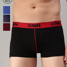 ONN Men Pack Of 4 Assorted Solid Trunks-9