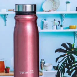 Servewell Pink Stainless Steel Food Grade Single Wall Fridge Water Bottle - 1.1 L-image-10