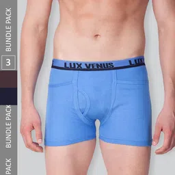 LUX VENUS Men Pack Of 3 Assorted Pure Cotton Trunks-image-45