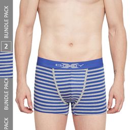 BODYX Pack Of 2 Striped Pure Cotton Trunks BX03T-RBL-2-XL-image-5